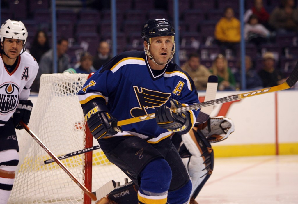 Keith Tkachuk of the St. Louis Blues during a game against the Edmonton Oilers.