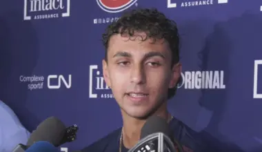 Montreal Canadiens forward Michael Hage speaks to the media during a press conference.