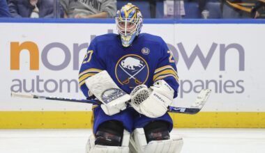 Former Buffalo Sabres goaltender Devon Levi. (AP Photo)