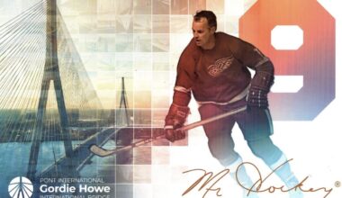 Commemorative Card of Red Wings Icon Celebrates Opening of Gordie Howe Bridge