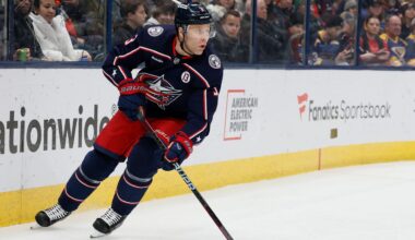 Columbus Blue Jackets' Jack Johnson plays against the St. Louis Blues during an NHL hockey game Saturday, Jan. 4, 2025, in Columbus, Ohio.