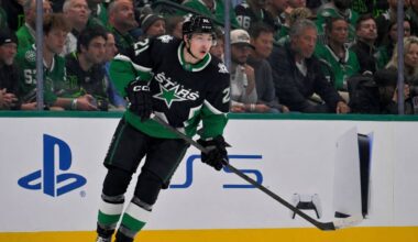 Jason Robertson skating for the Dallas Stars as NHL trade rumors grow ahead of his salary arbitration case