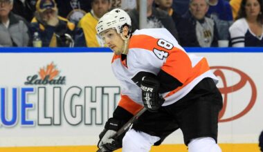 Apr 18, 2011; Buffalo, NY, USA; Philadelphia Flyers center Danny Briere (48) in play against the Buffalo Sabres during game one of game of the first round of the 2011 Stanley Cup playoffs at HSBC Arena. Mandatory Credit: Kevin Hoffman-USA TODAY Sports