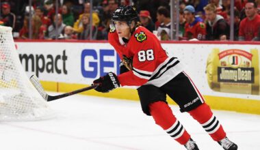 Sep 30, 2017; Chicago, IL, USA; Chicago Blackhawks right wing Patrick Kane (88) skates during a preseason game against the Boston Bruins at United Center. Blackhawks won 1-0. Mandatory Credit: Patrick Gorski-USA TODAY Sports