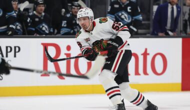 Kevin Korchinski, defenseman with the Chicago Blackhawks.