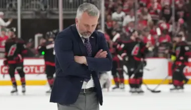 Montreal Canadiens head coach Martin St. Louis reacts as he walks on the ice after losing to the Carolina Hurricanes in game five of the Eastern Conference Final of the 2026 Stanley Cup Playoffs at Lenovo Center.