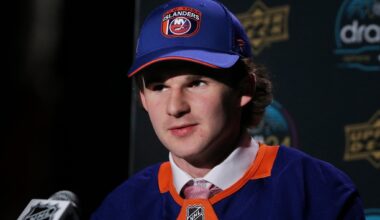 Kashawn Aitcheson & Cole Eiserman Represent Islanders at the NHLPA Rookie Showcase - The Hockey Writers - New York Islanders