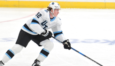Logan Cooley skating for the Utah Hockey Club