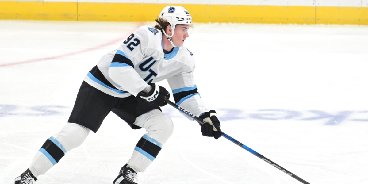 Logan Cooley skating for the Utah Hockey Club
