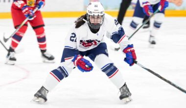Princeton-bound Tina Scalese (West Boylston, Mass.), a former Groton standout, helped Team USA to gold in 2026 and silver in 2025. (USA Hockey).