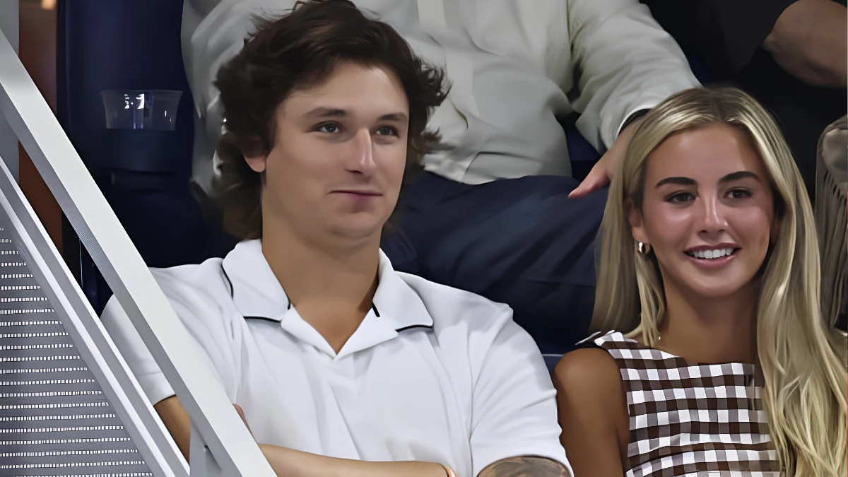 Photo of Philadelphia Flyers forward Trevor Zegras and Reporter Kendall Skalicky.