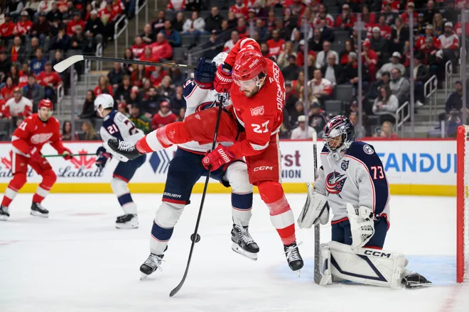 Detroit center Michael Rasmussen scored in Saturday's preseason game against the Blue Jackets.