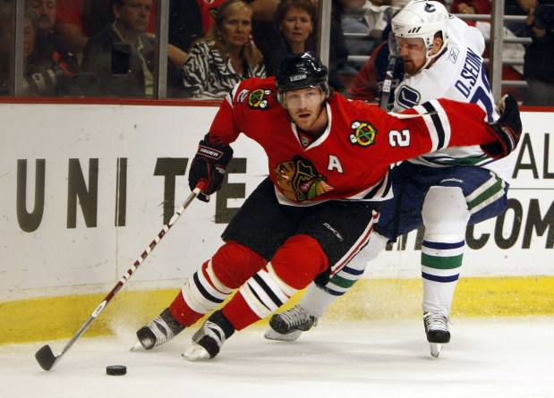 Blackhawks defenseman Duncan Keith skates against the Canucks during Game 4 of the Western Conference semifinals May 7, 2009, at the United Center. (Scott Strazzante/Chicago Tribune)
