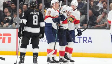 Panthers forward Brad Marchand sustains left leg injury in second period against Kings