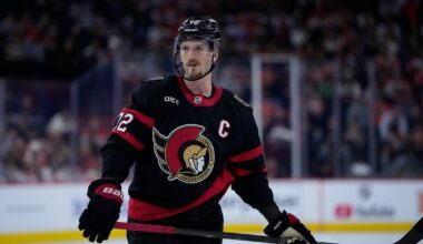 Ottawa Senators’ Thomas Chabot (upper-body) leaves after second period in loss to Philadelphia Flyers
