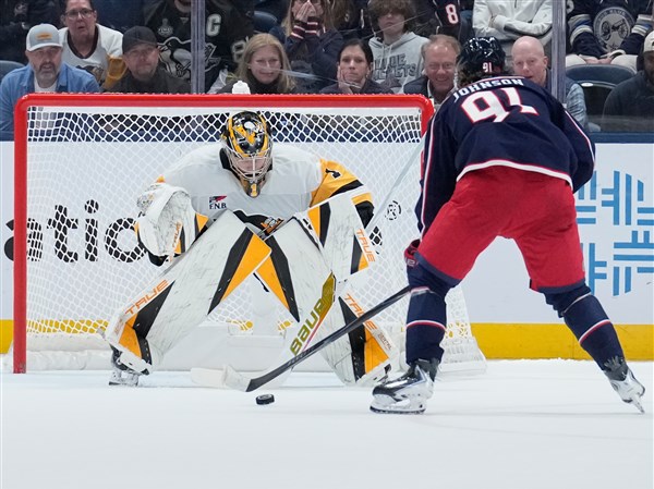 Kent Johnson scores lone goal in shootout to give Blue Jackets 3-2 win over Penguins