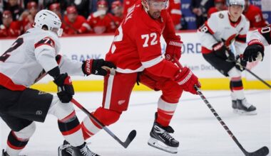 Larkin scores in return to lineup as Red Wings deal Senators 1st loss of the season 5-3