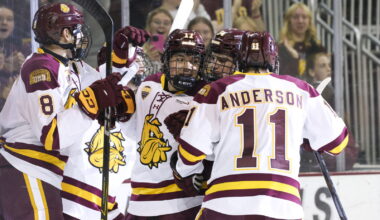 Bibby's first NCAA goal leads to wild season-opening win for UMD - Duluth News Tribune