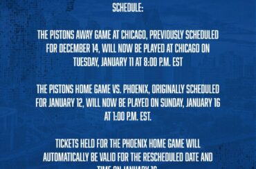 REMINDER: The @NBA has announced updates to the Detroit #Pistons’ 2021-22 schedu...