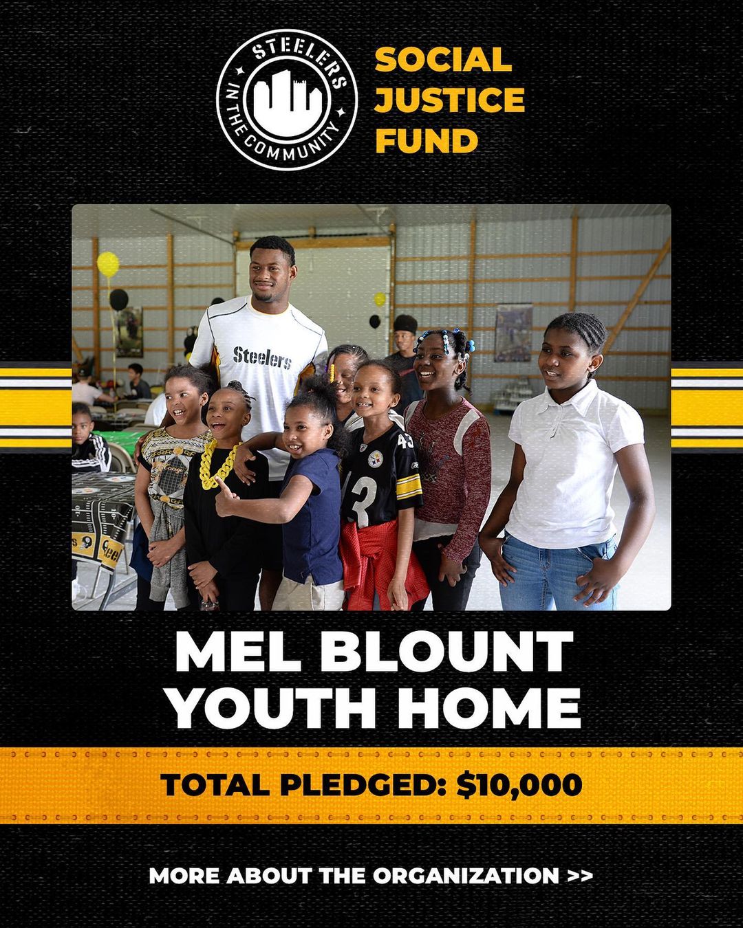 The @steelers announced another donation from a player and the matching commitme...
