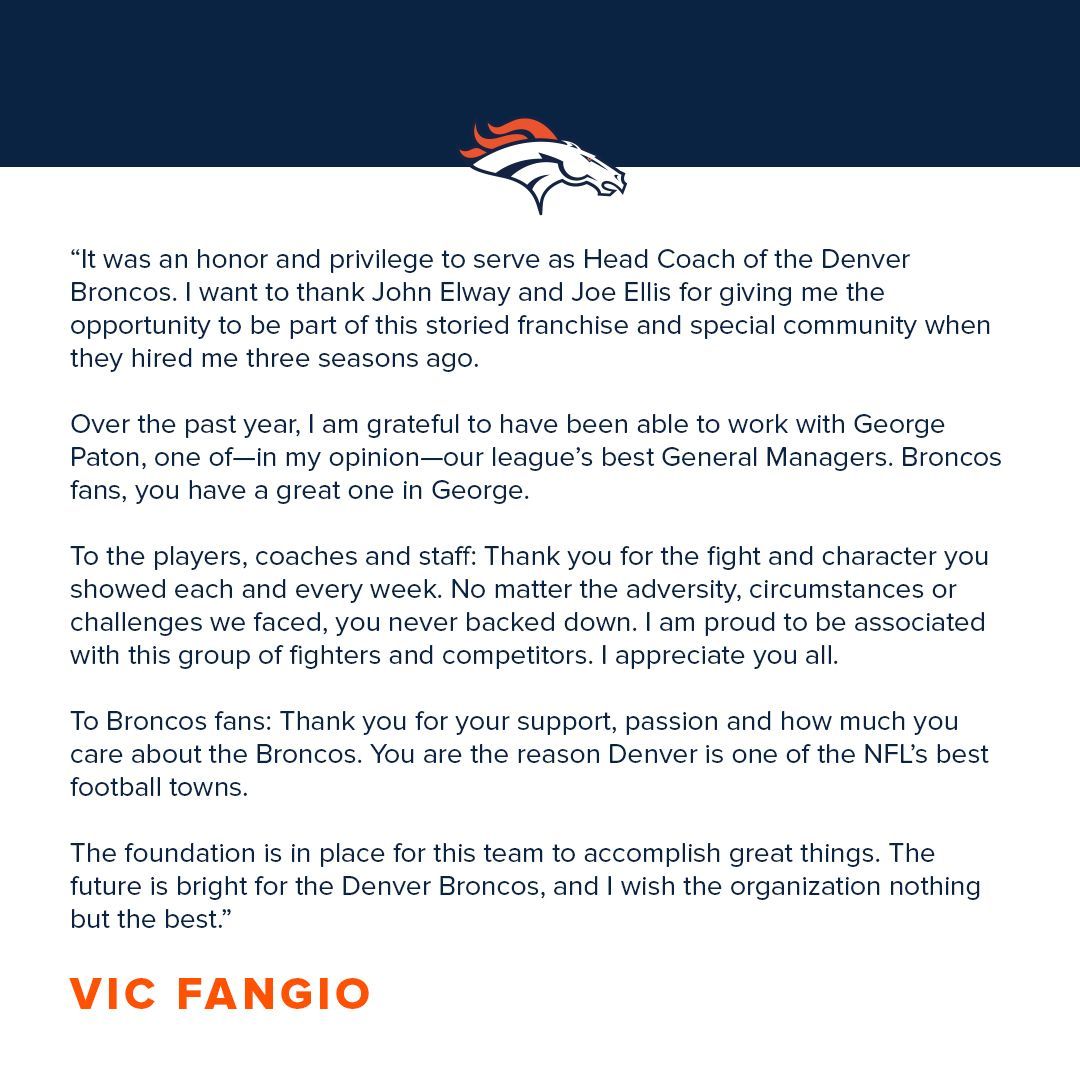 A statement from Vic Fangio...