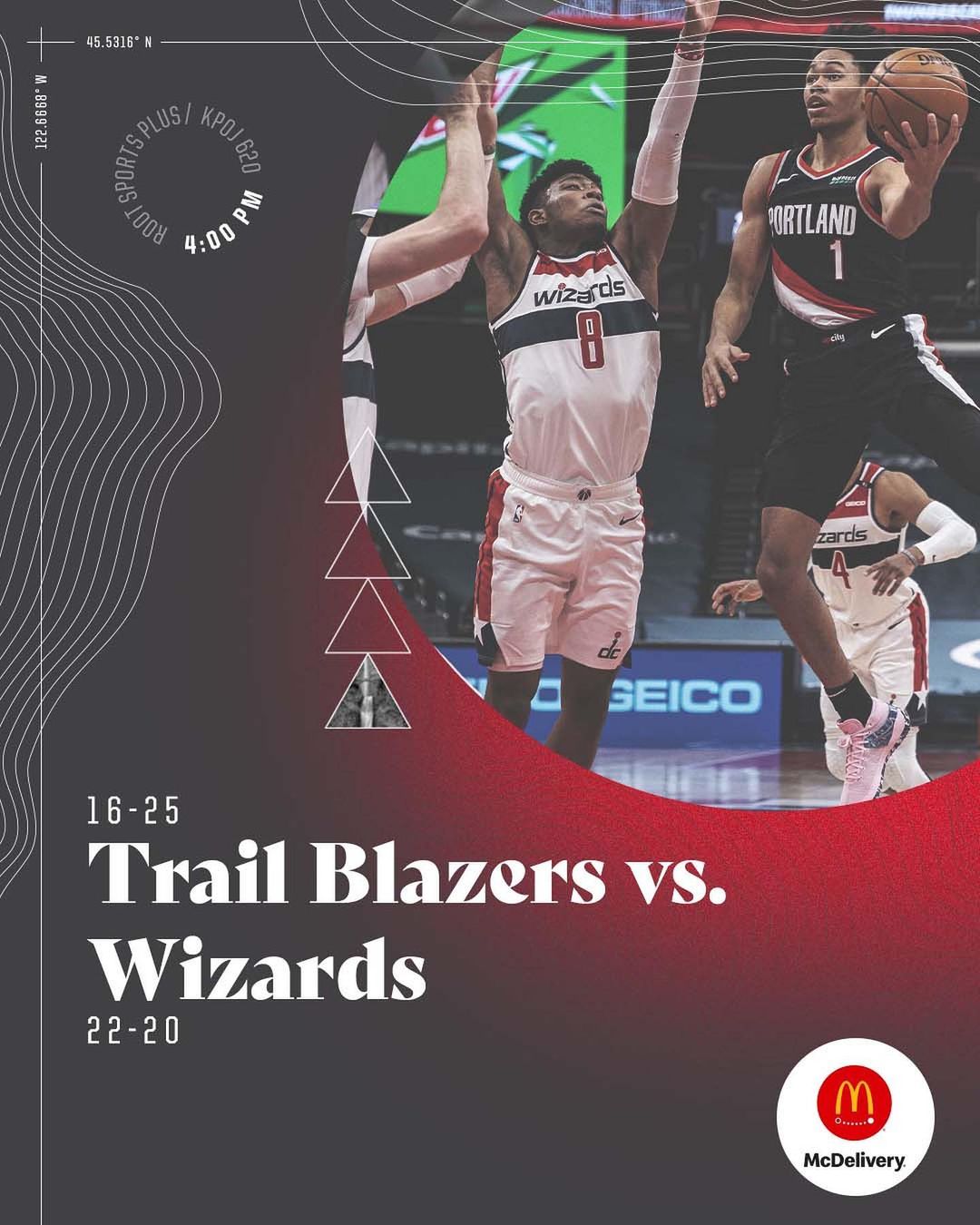 Game day in DC! 
 #RipCity   vs @washwizards 
 @capitalonearena 
 4:00PM
 ROOT ...