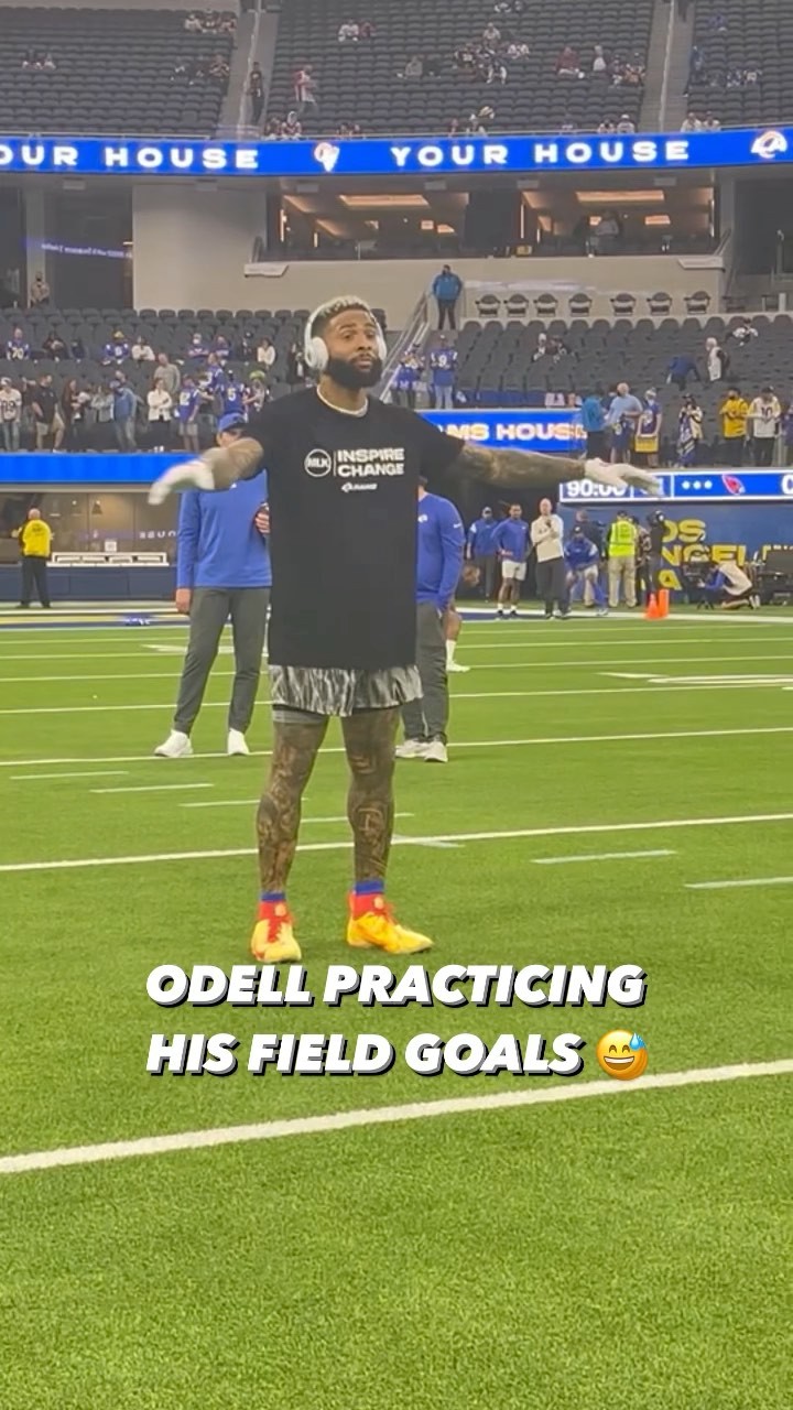 Odell practicing a long field goal before the game tonight ...