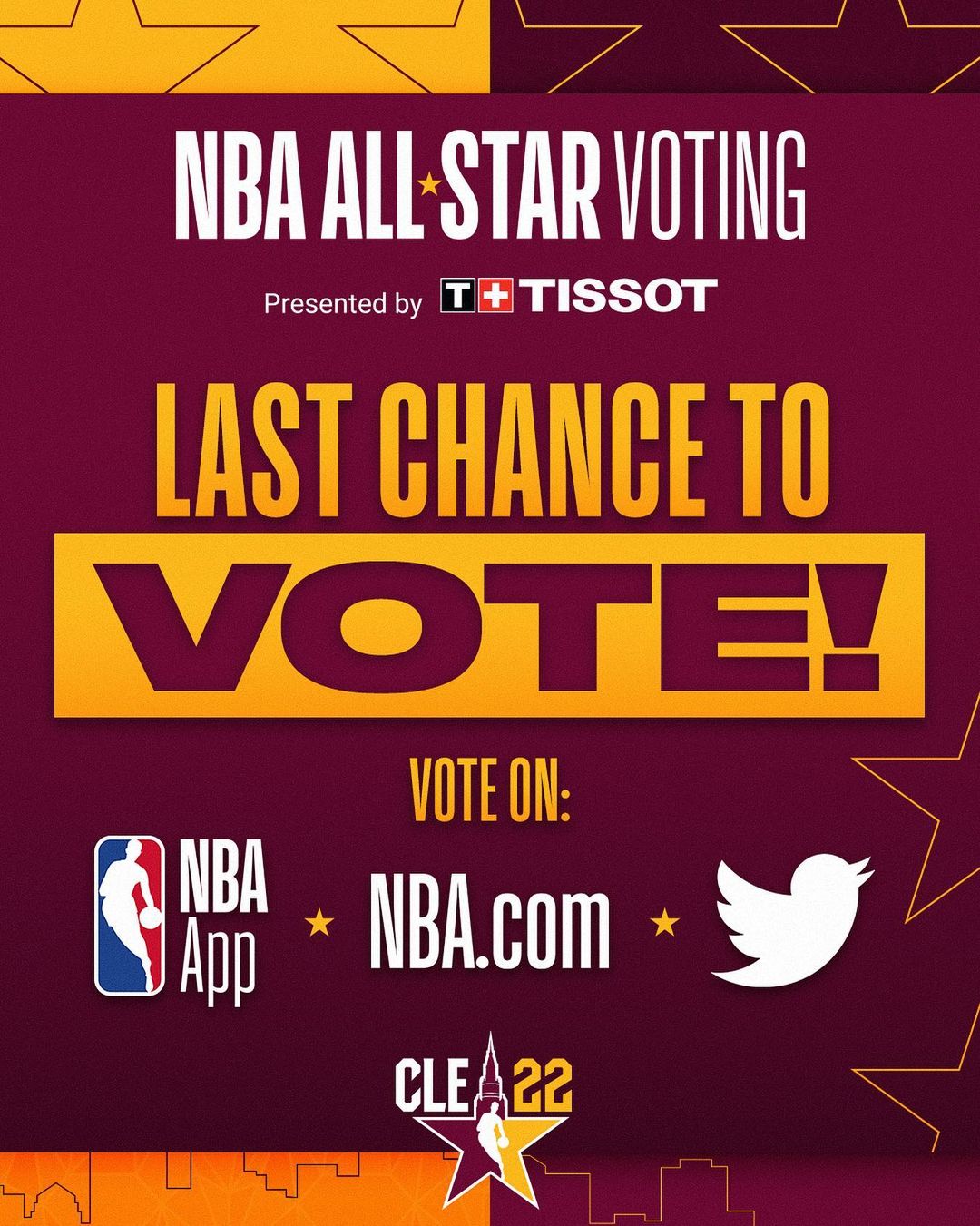 Voting concludes at 11:59pm/et!  #NBAAllStar Voting presented by @tissot.us • on...