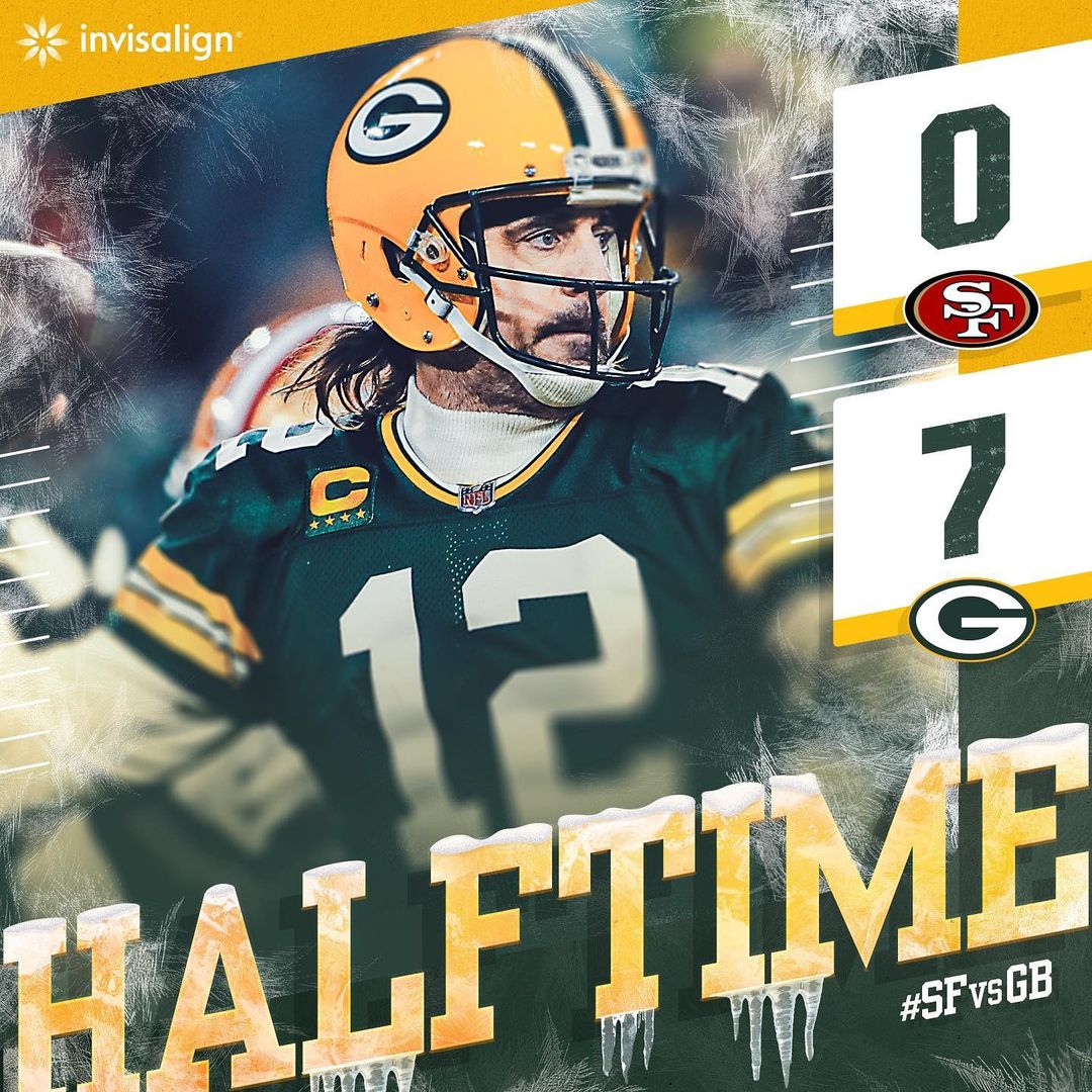 At the half. #SFvsGB #GoPackGo...