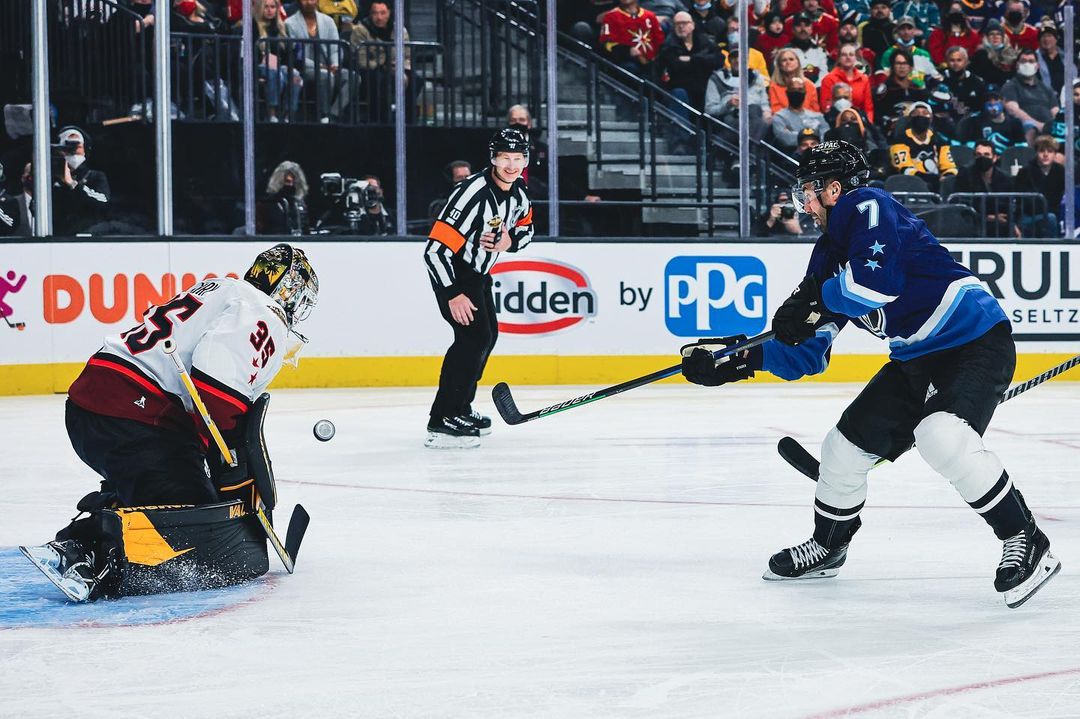 All-Star Ebs scored the first-ever goal by a #SeaKraken player in an #NHLAllStar...