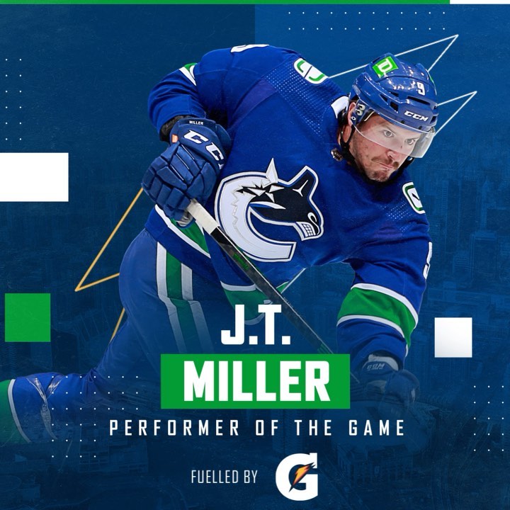 Tonight’s first star  with a highlight reel goal and an assist.
J.T. Miller is y...