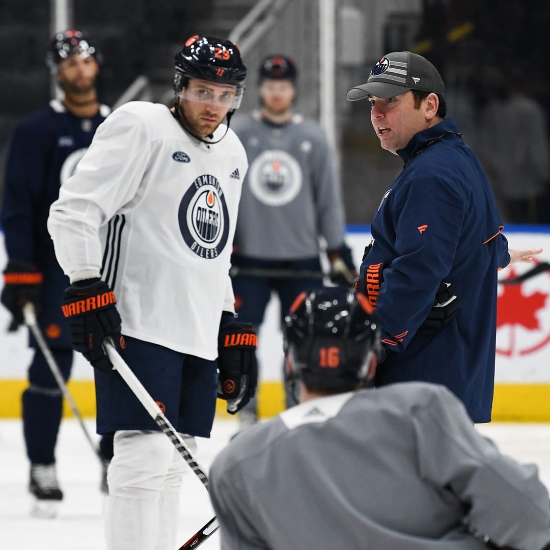 First full skate with Coach Woodcroft & Coach Manson today. #LetsGoOilers...