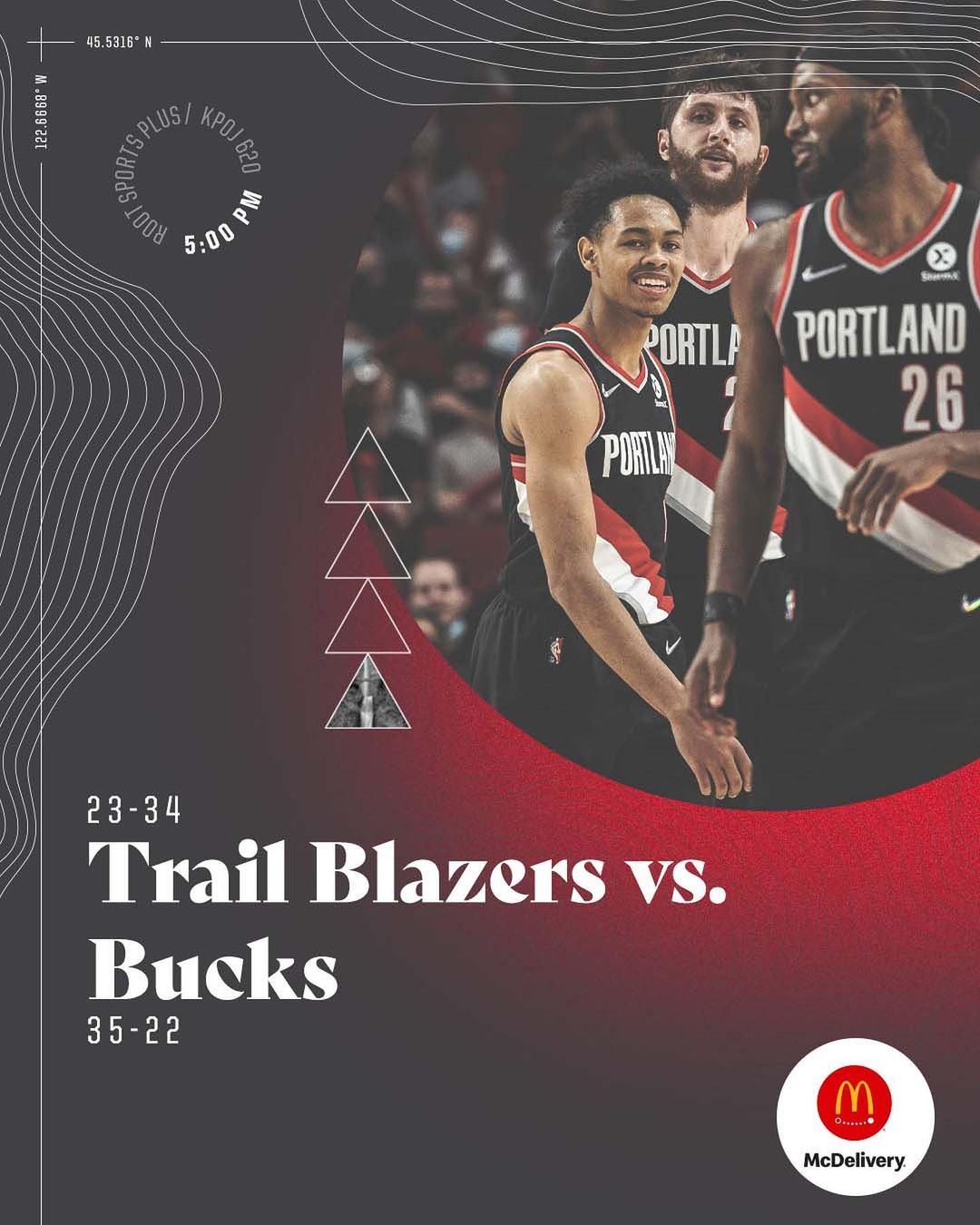 Friends, it’s very chilly out  #RipCity  vs @bucks 
 @fiservforum 
 5:00PM
 RO...