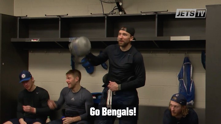 "Go @bengals!"  Blake Wheeler earned the helmet for his five-point performance i...