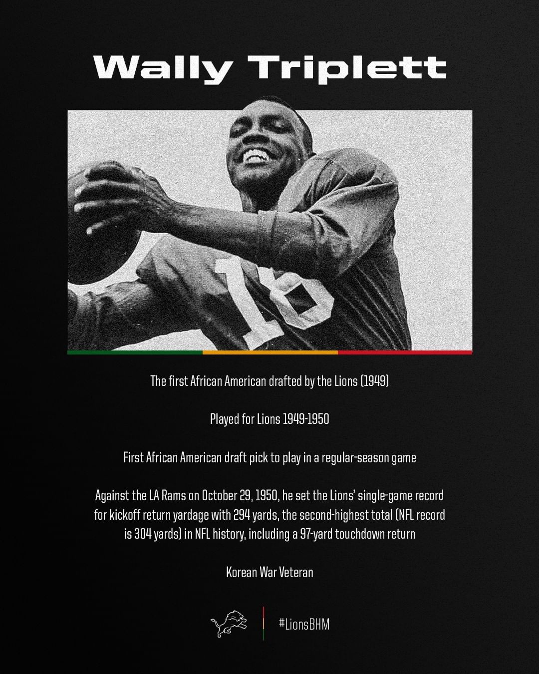 Pay homage: Wally Triplett was the first Black player drafted by the National Fo...