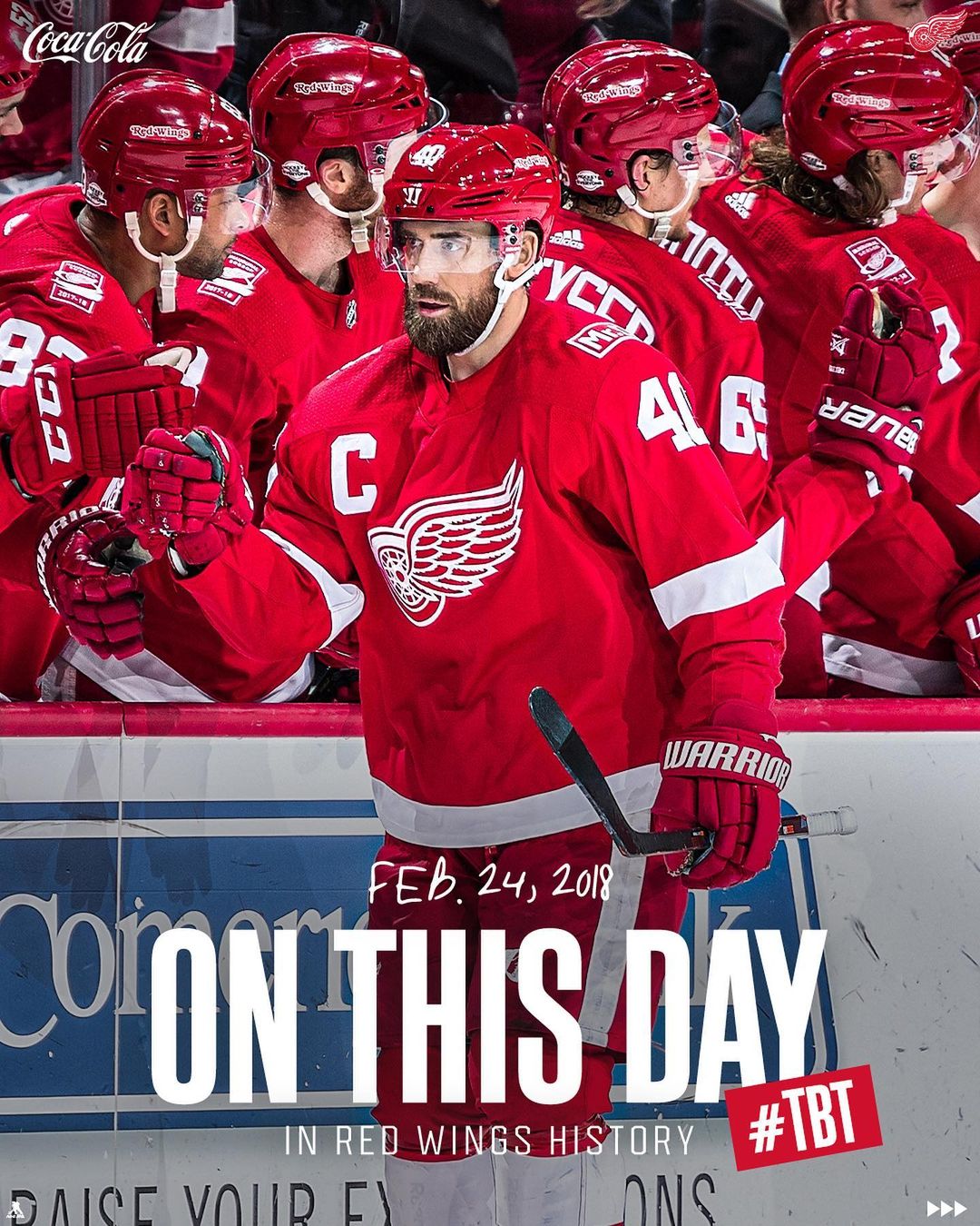 2/24/2018: Henrik Zetterberg scores his 335th career goal (tying Ted Lindsay for...
