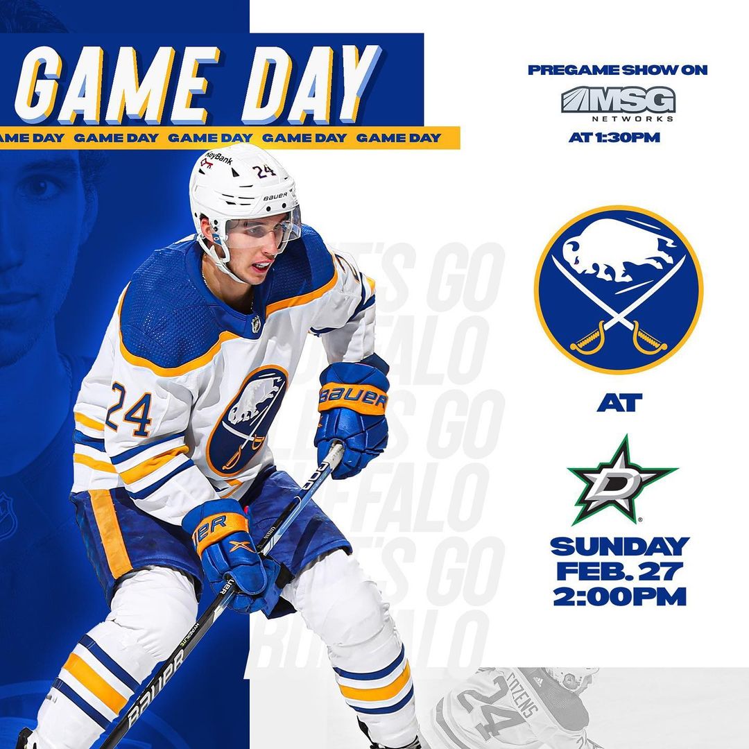 We’ve got an afternoon tilt in Dallas!

: @MSGNetworks 
: @WGR550 

#LetsGoBuffa...