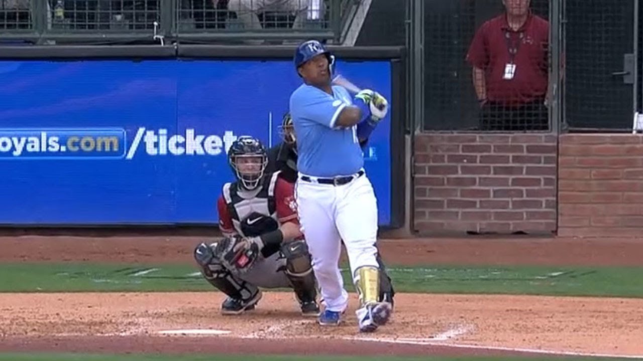 SALVY BACK!! Royals catcher Salvador Perez with the HUGE swing for a homer at Spring Training!