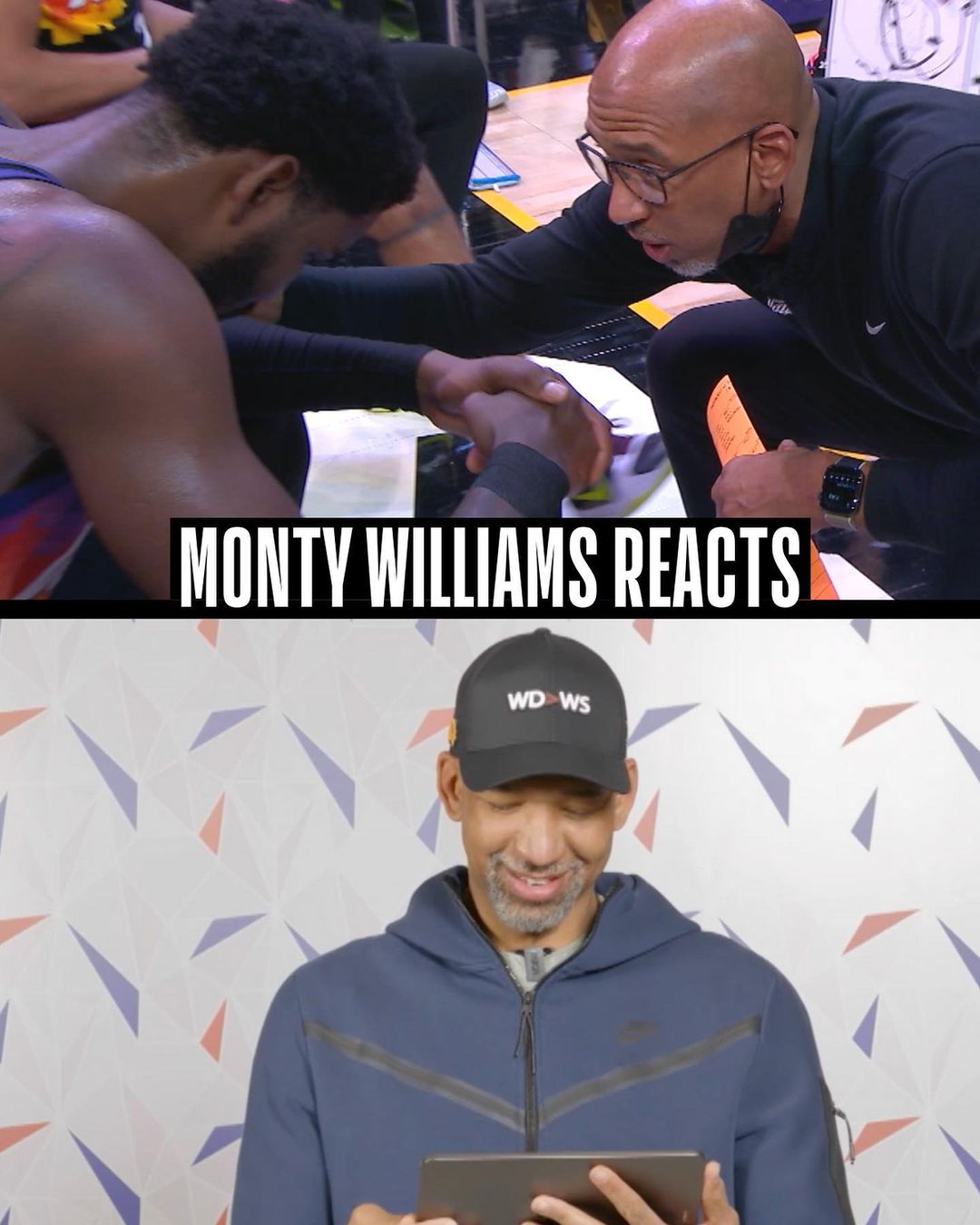 @suns Coach Monty Williams reacts to a moment of inspiration with @deandreayton ...