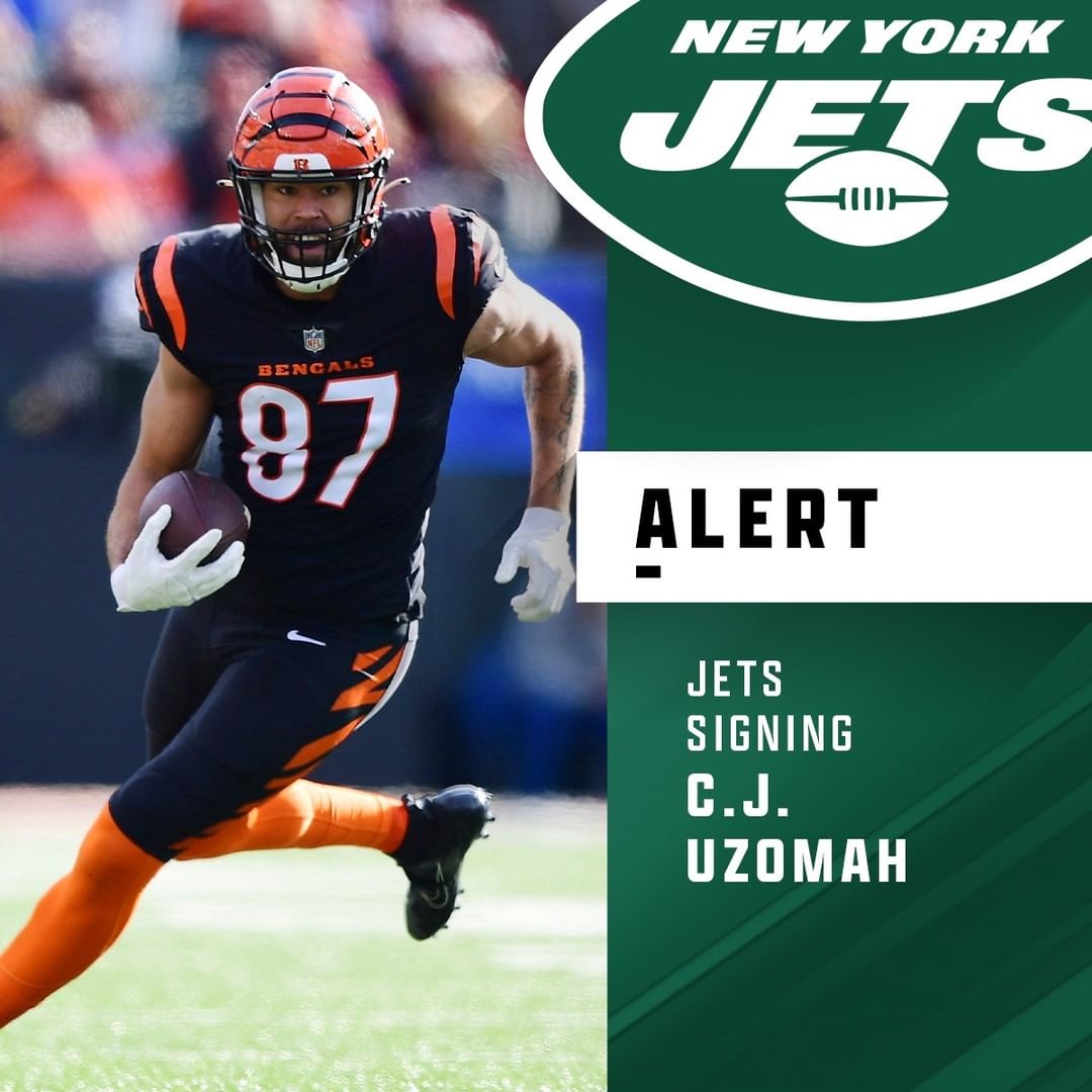 Jets signing TE C.J. Uzomah to three-year deal. (via @rapsheet, @mike_garafolo)
...