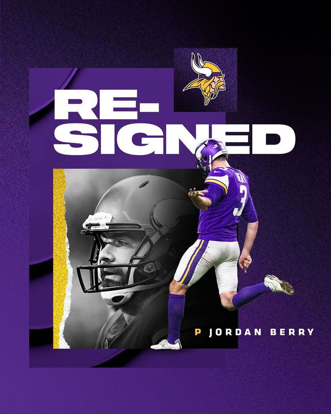 The #Vikings have re-signed P Jordan Berry....