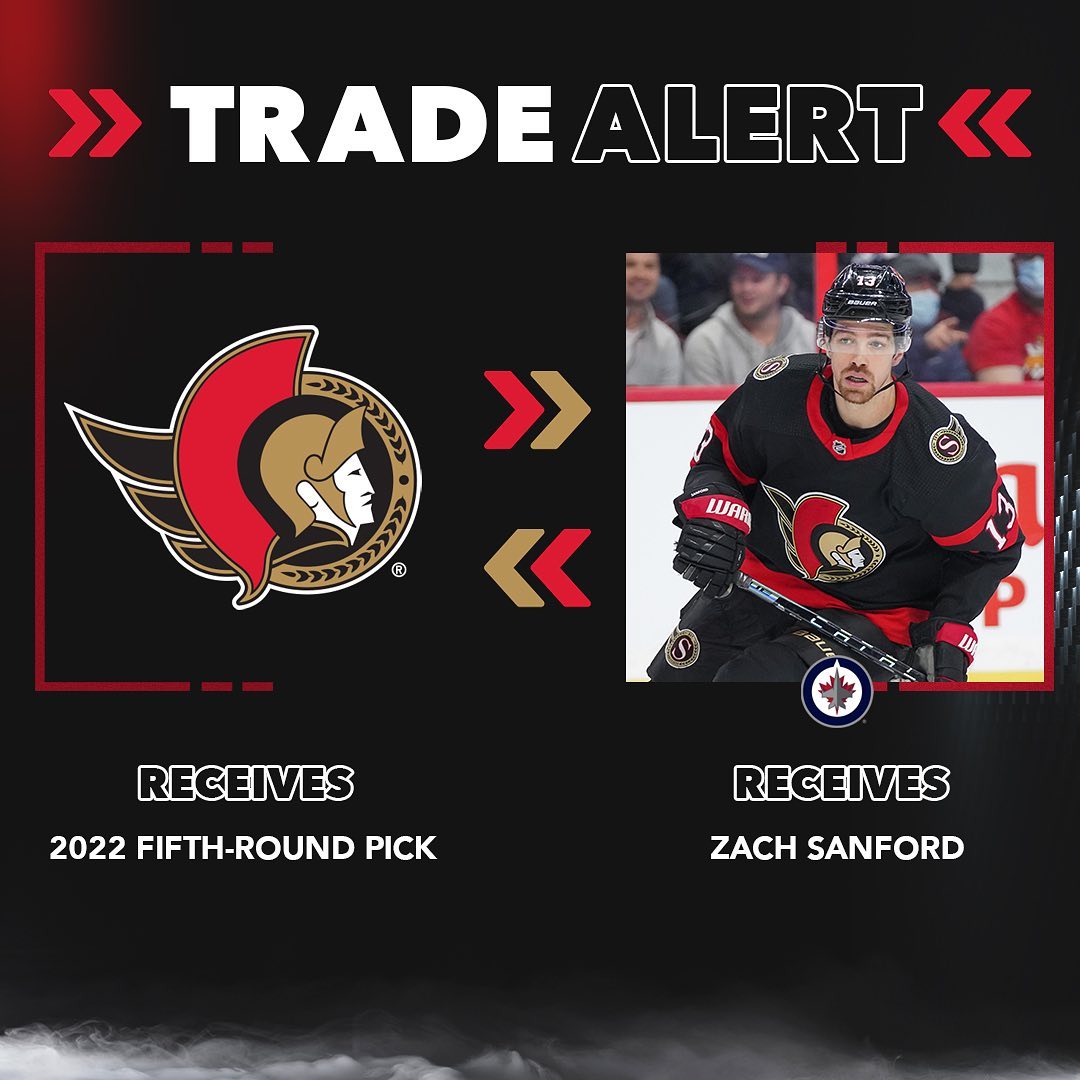 The #Sens have acquired a fifth-round draft pick in 2022 from Winnipeg in exchan...