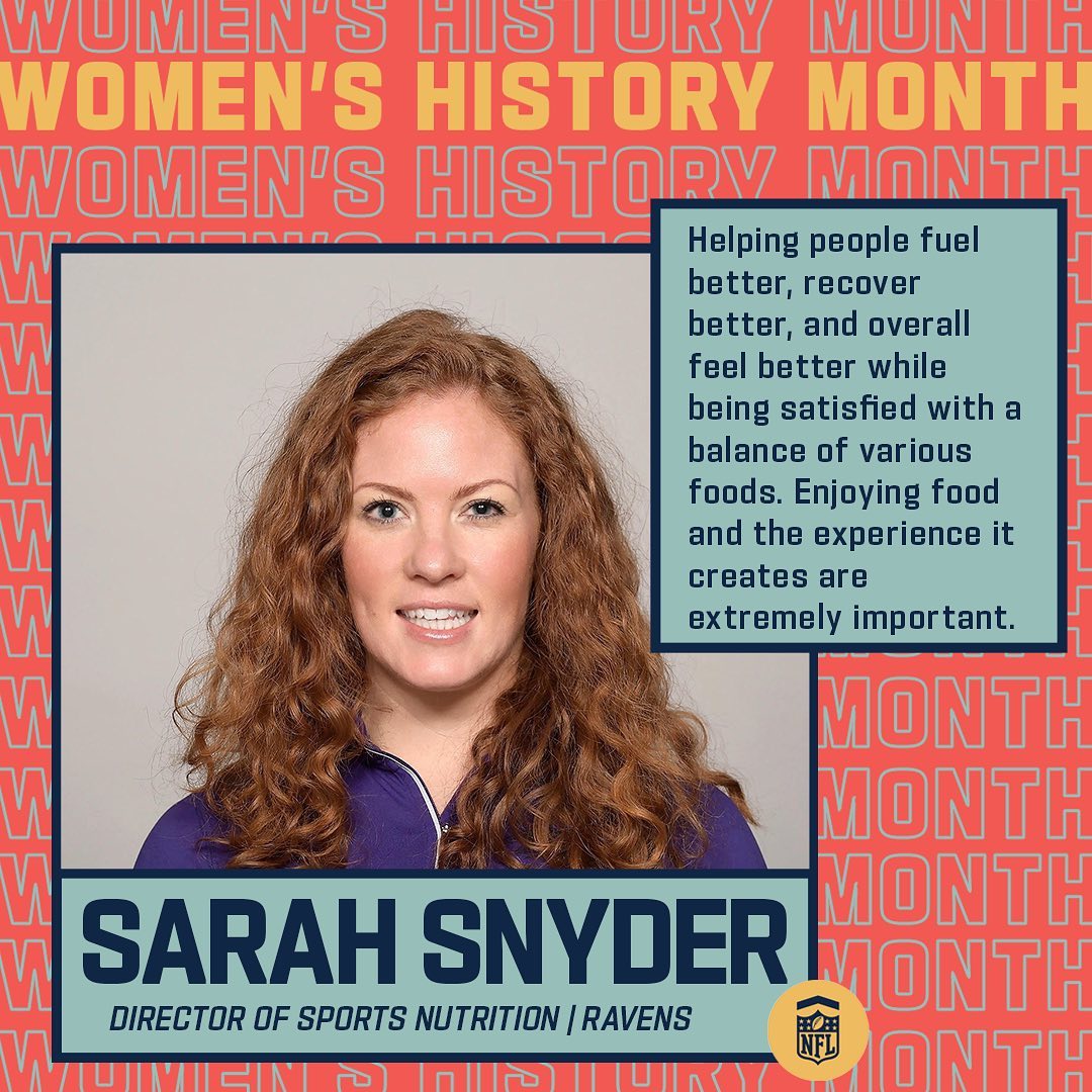 Sarah Snyder, Ravens Director of Sports Nutrition, uses her knowledge of food an...