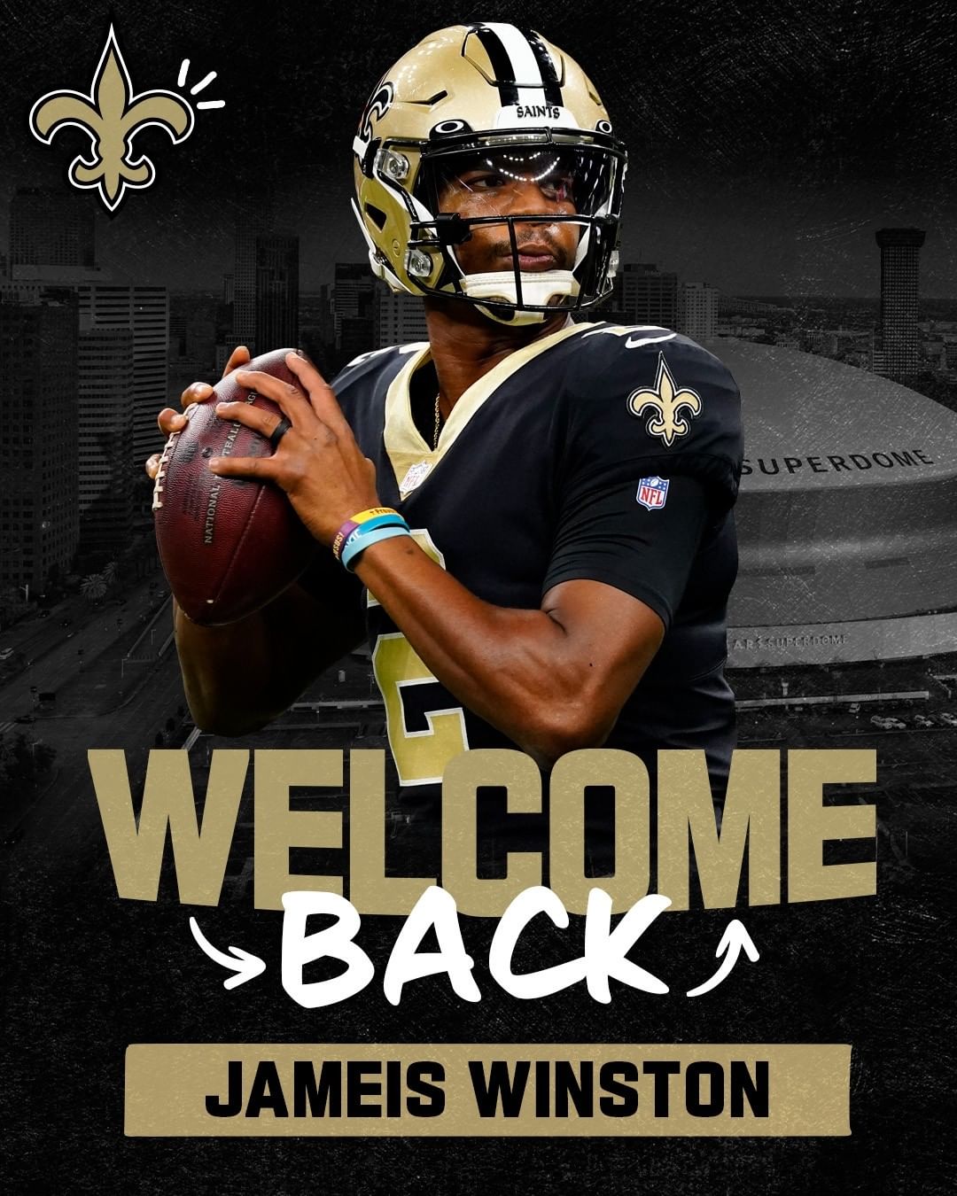 @JabooWins is BACK!  Saints agree to terms with QB Jameis Winston on a two-yea...