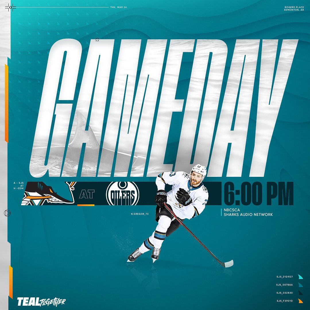 It’s gameday in the North  : Edmonton, Alberta
: 6 p.m. PT
: NBCSCA
: Sharks Au...