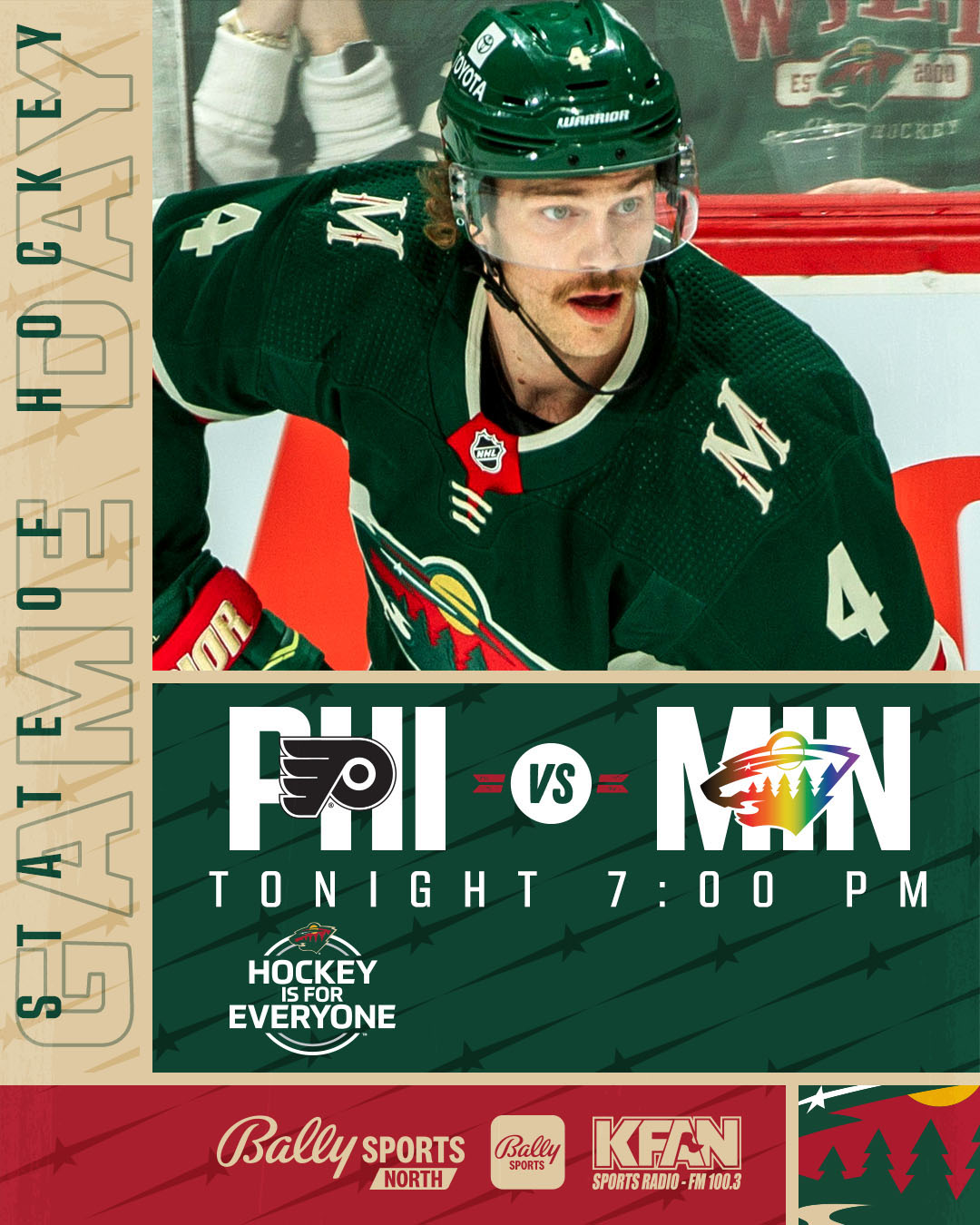 Faceoff with Philly on Pride Night!  7:00 p.m. |  @BallySportsNorth |  @KFAN1003...