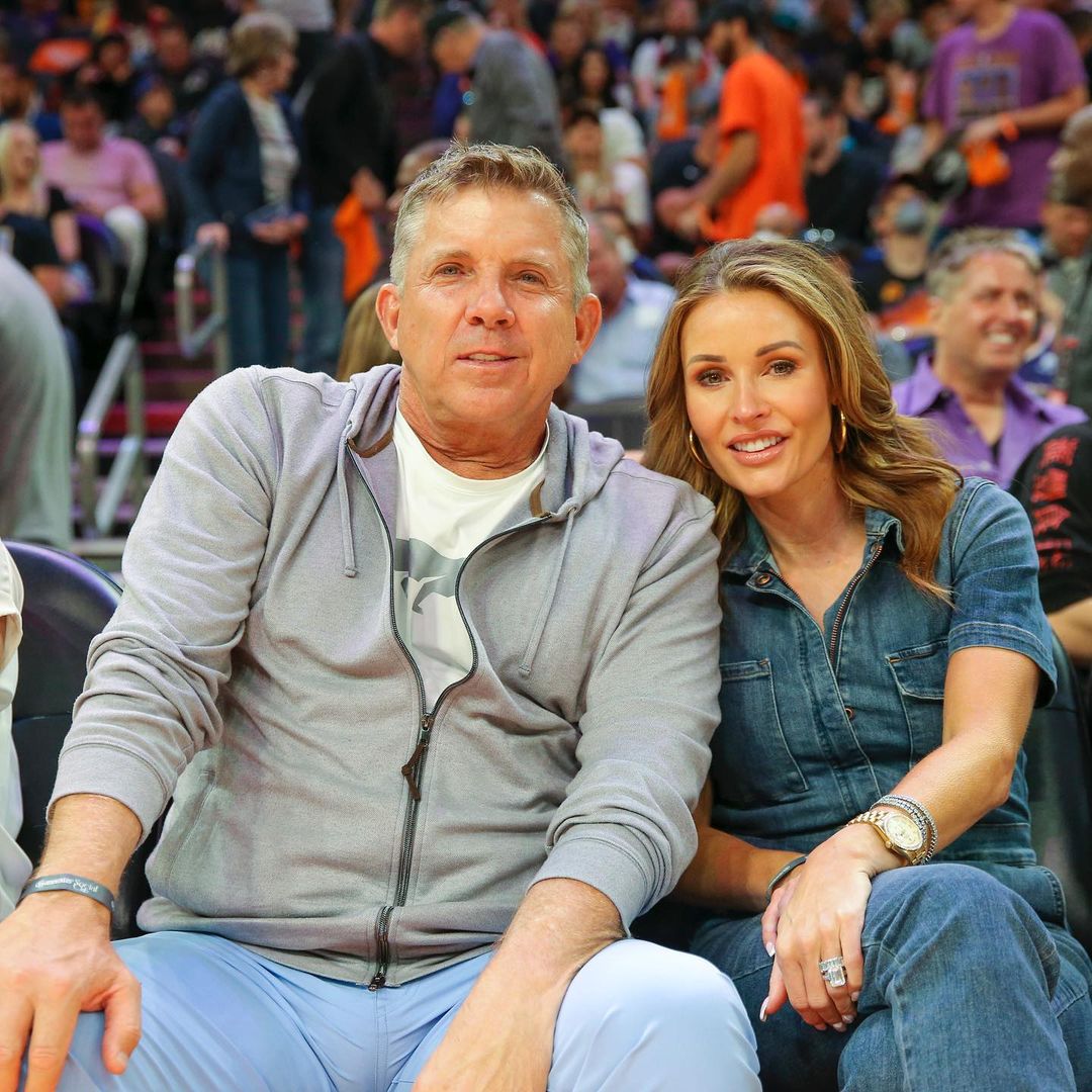Sean Payton and his wife Skylene at Game 1 of the @PelicansNBA - Suns series #On...