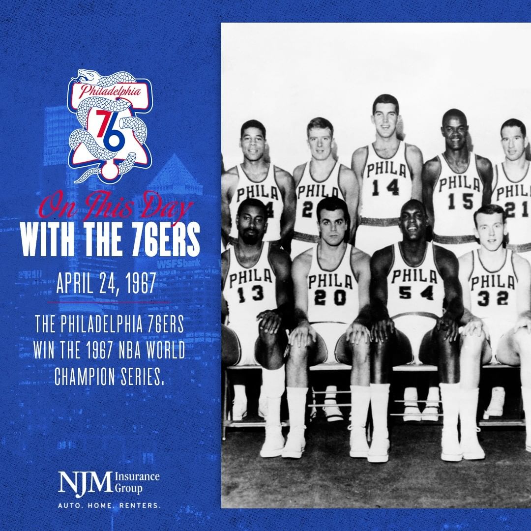#OTD in 1967, the Sixers defeated the San Francisco Warriors for the championshi...