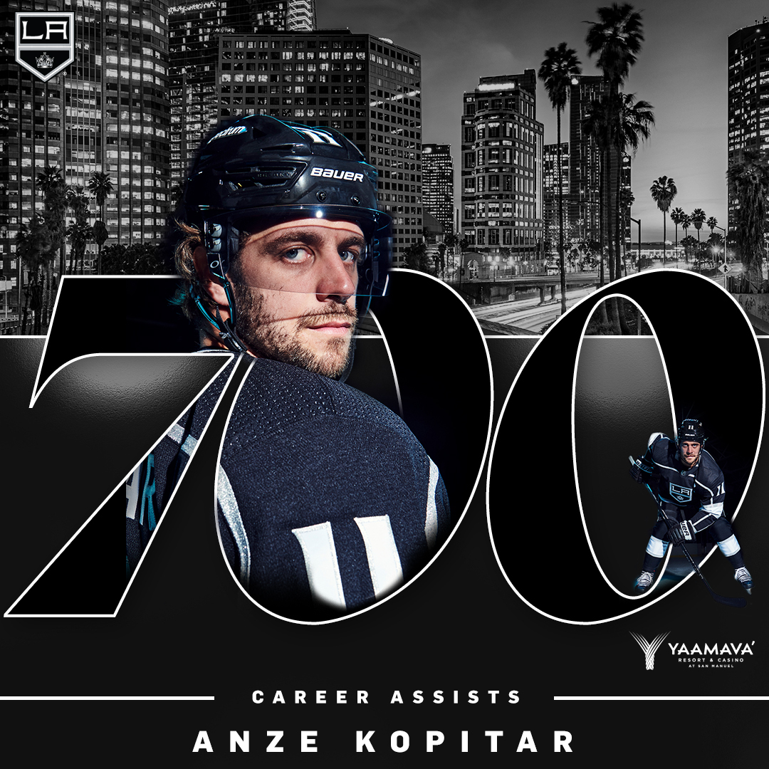 That's 700 career assists for your captain, @AnzeKopitar!  #MilestoneMoment | @...