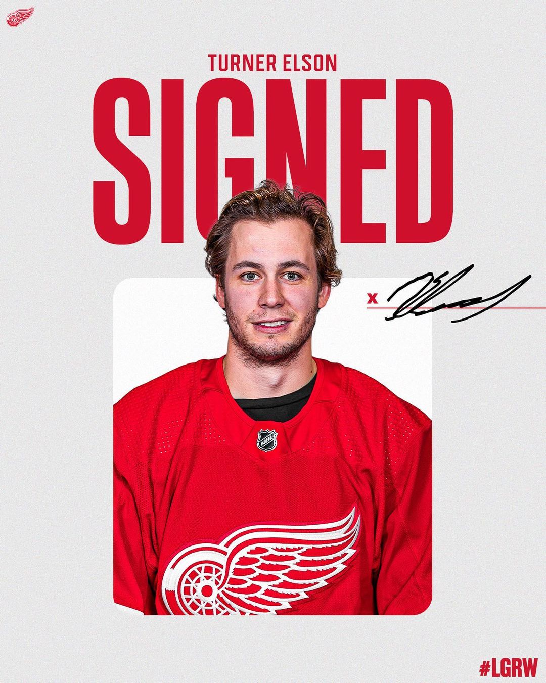 UPDATE: The #RedWings today signed center Turner Elson to an NHL contract for th...